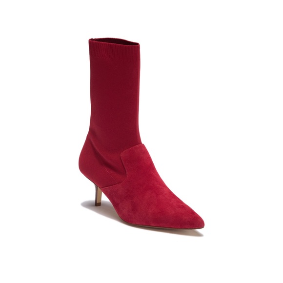 Red Suede Booties Sz 5 1/2 - Picture 1 of 5